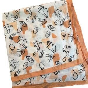 NWT Madewell Organic Cotton Bandana Seahorse Seashell Print Square Beach Orange